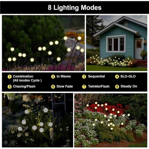 Firefly Lights Solar Outdoor, 8 Modes 800mAh Swaying Solar Firefly Garden - Picture 5 of 7